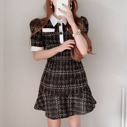 Abito plaid cintura