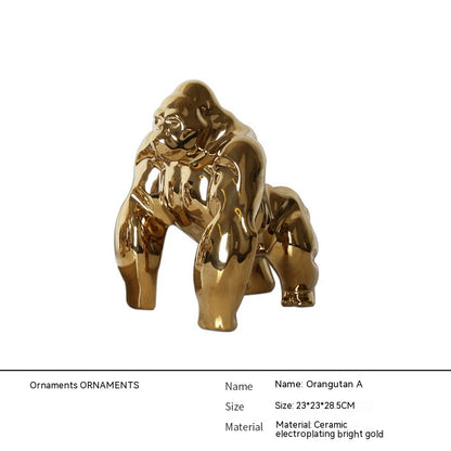 Statuetta orangotango in ceramica