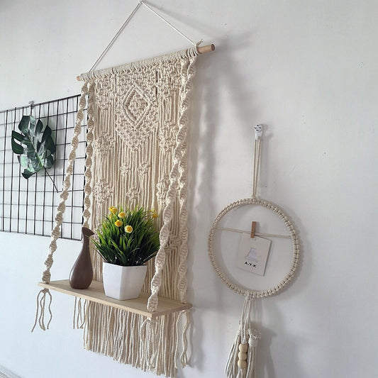 Arazzo Macramé motivi geometrici perline