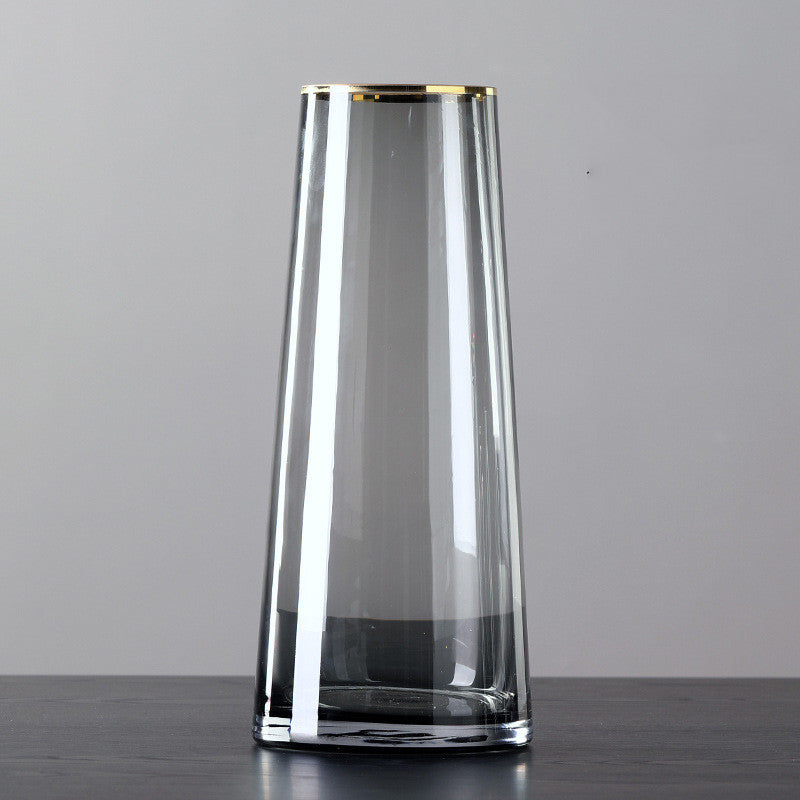 Vaso in vetro bordo dorato