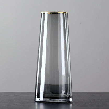 Vaso in vetro bordo dorato