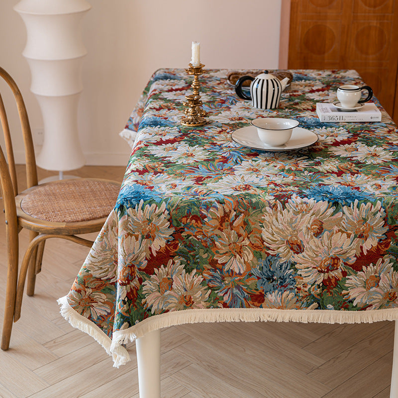 Tovaglia fiori cotone-lino