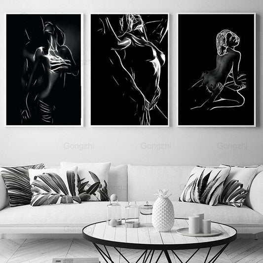 Quadro su tela Figure nude stilizzate bianco e nero