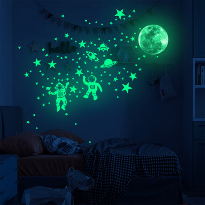 Adesivo murale Astronauta e pianeta luminosi
