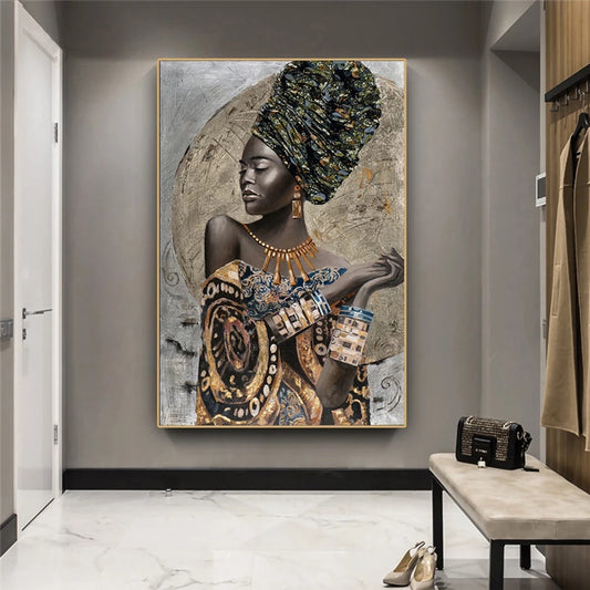 Quadro su tela Ragazza africana astratta
