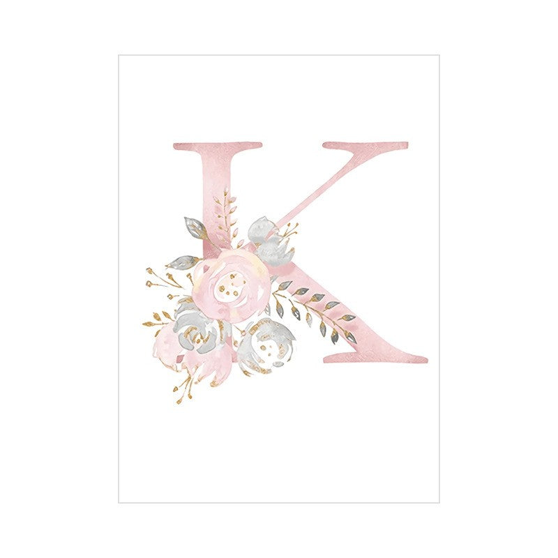 Quadro alfabeto fiori rosa