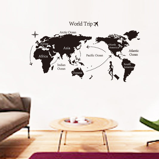 Adesivo murale Mappa del mondo con rotte di