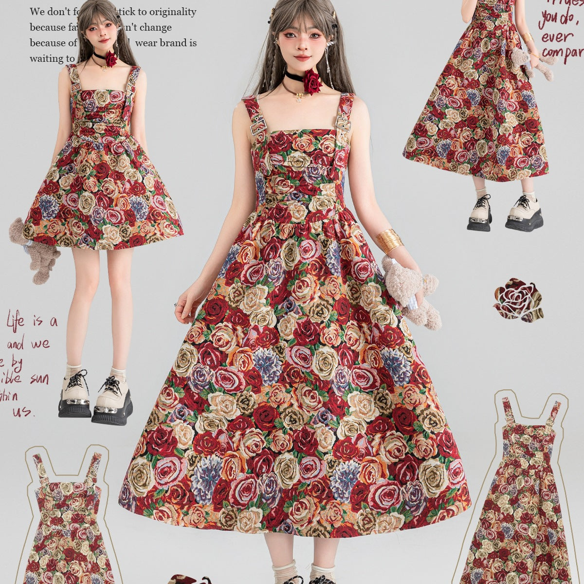 Vestito jacquard con spallina