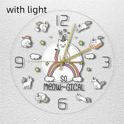 Orologio da parete Unicorni e arcobaleno