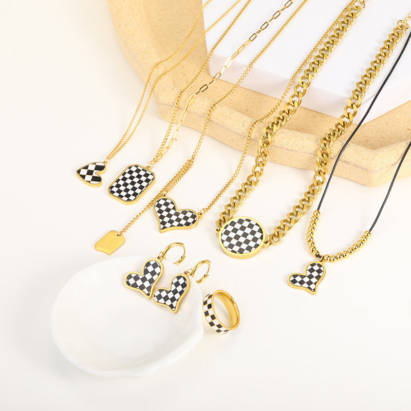 Collana cuore scacchiera