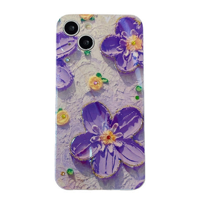 Custodia telefono fiori cristalli