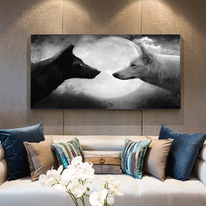 Quadro lupi bianco nero