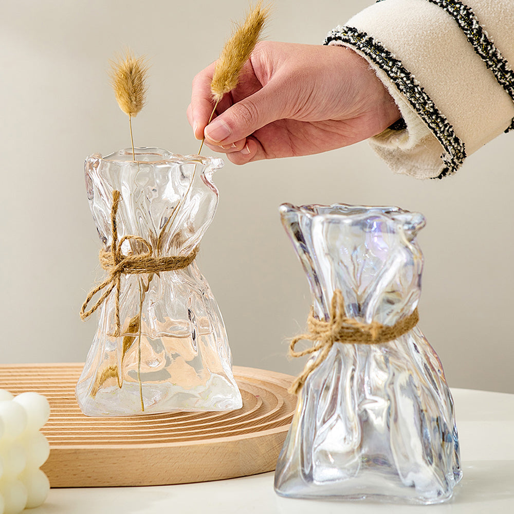 Vaso vetro fiori secchi