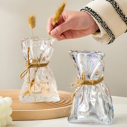 Vaso vetro fiori secchi