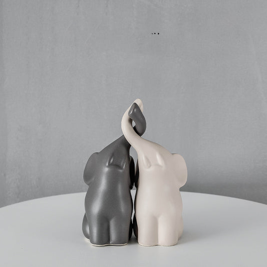 Coppia di elefanti in ceramica