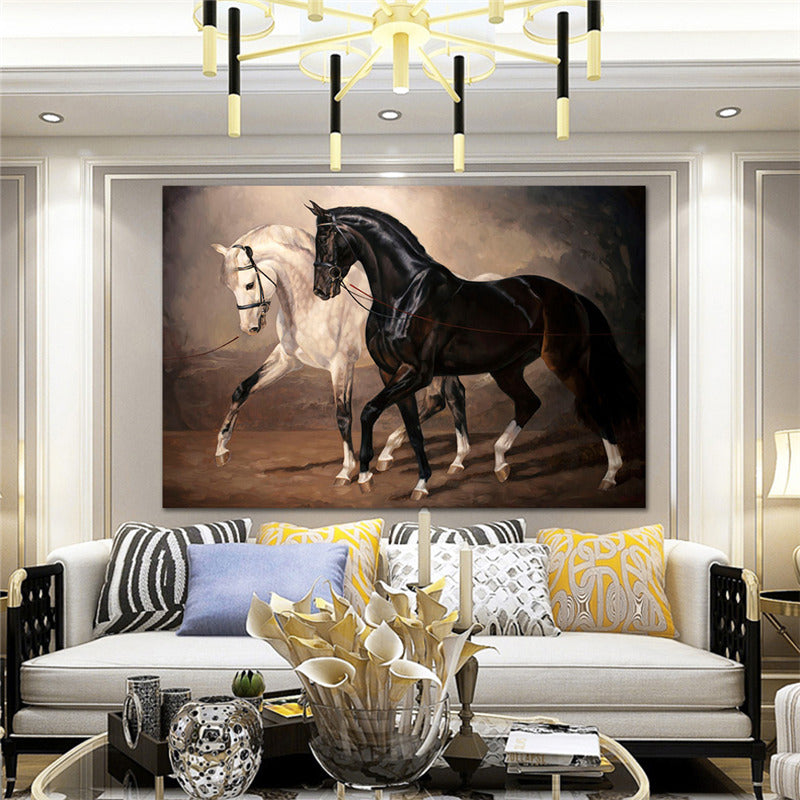 Quadro cavalli bianco e nero