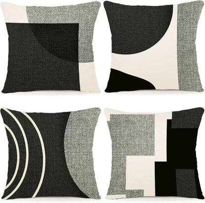 Federa cuscino forme astratte bianco nero