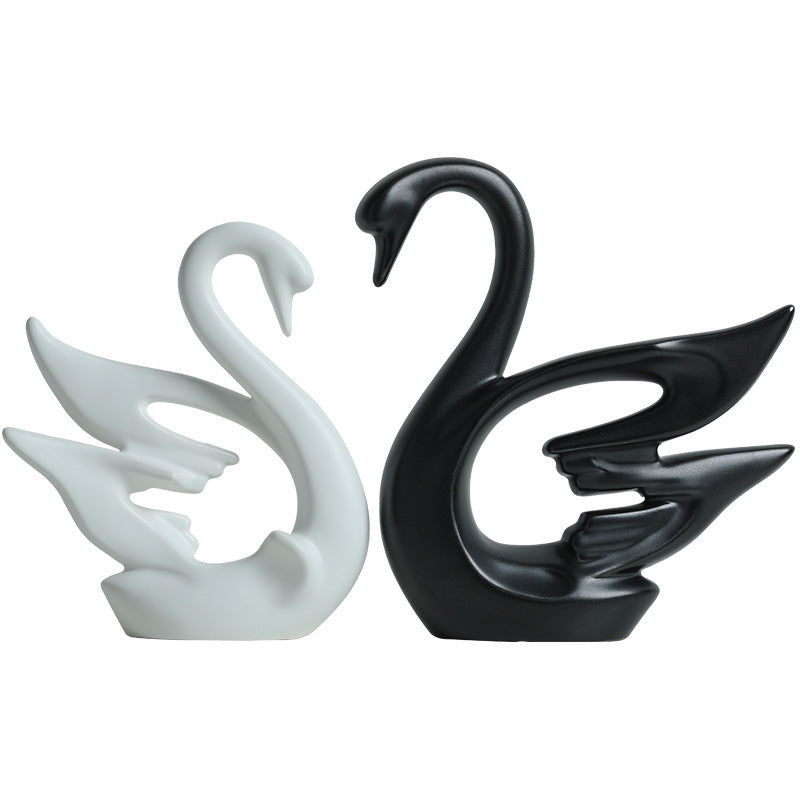 Cigno bianco nero ceramica