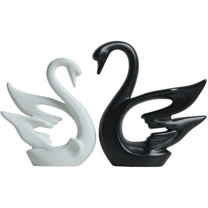 Cigno bianco nero ceramica