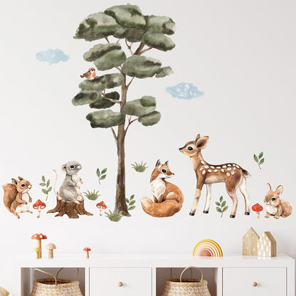 Adesivo murale Albero e animali