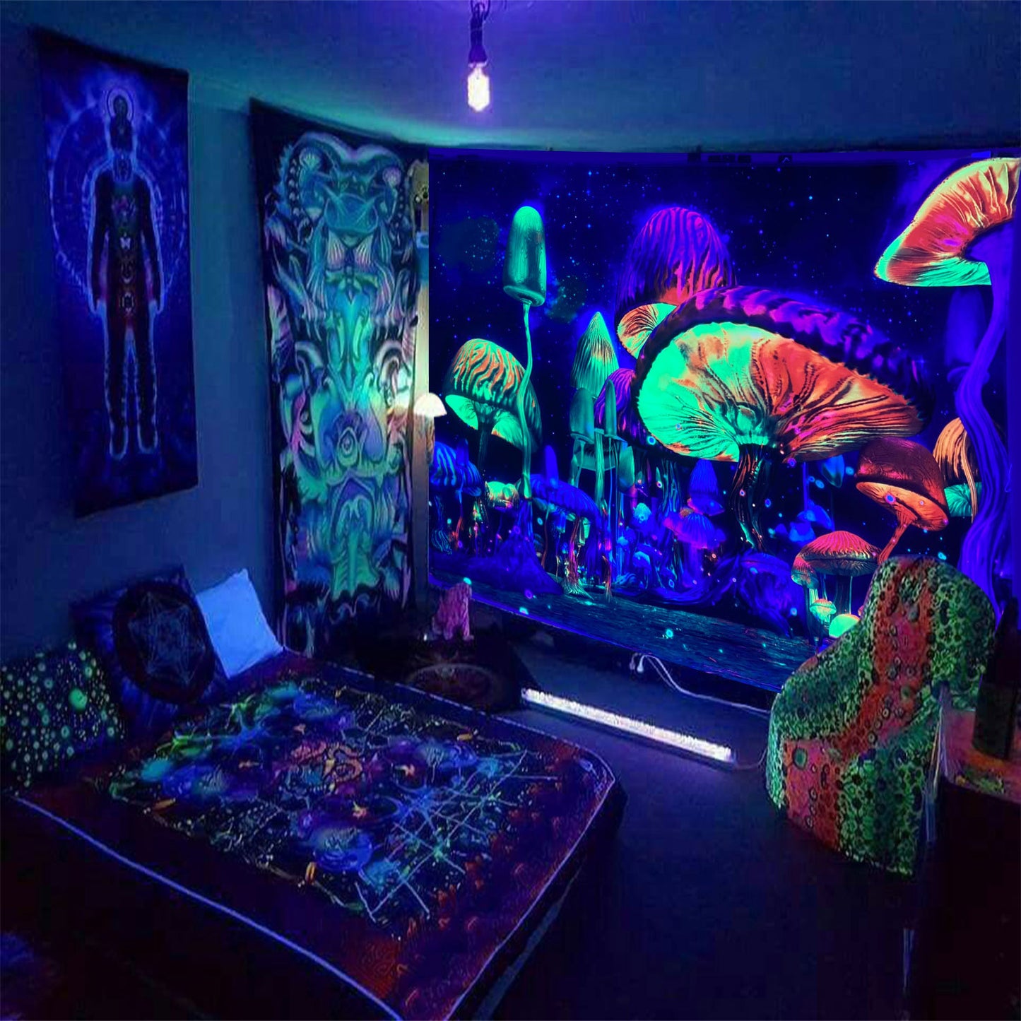 Tappezzeria funghi e stelle