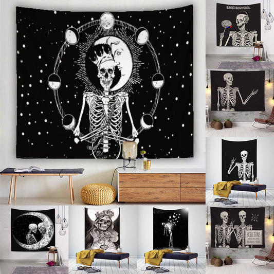 Arazzo Scheletro fasi lunari stelle notturne