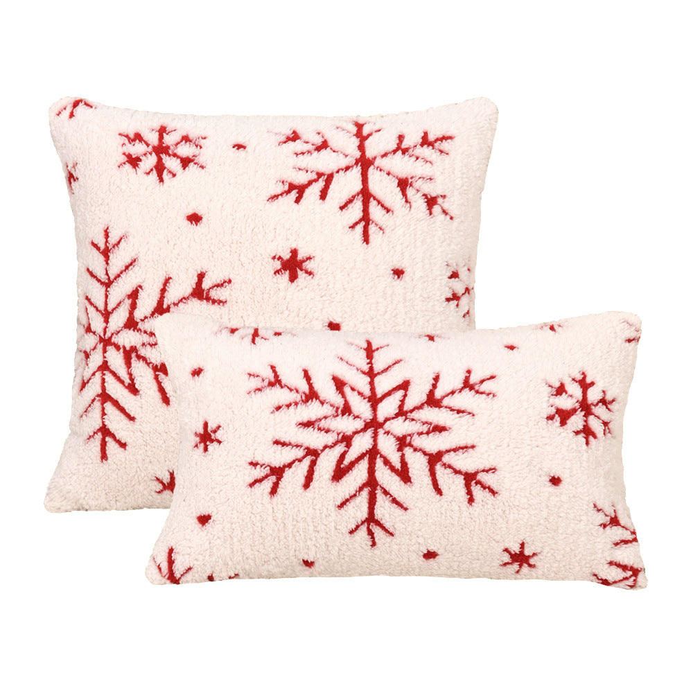 Cuscino bianco ricamato fiocchi neve