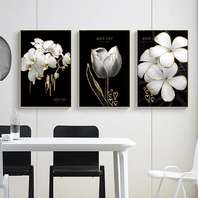 Poster fiori bianco e nero