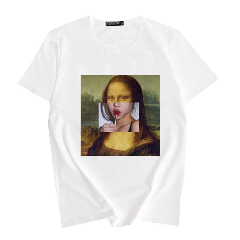 T-shirt stampa olio collo tondo