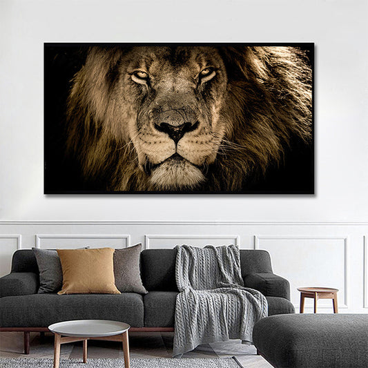 Quadro su tela Testa di leone colorata