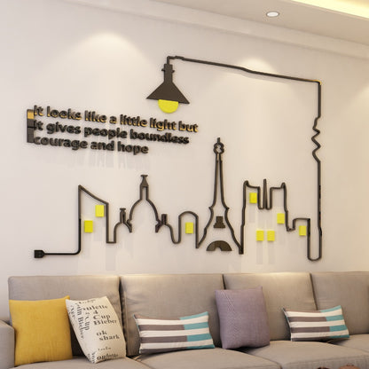 Adesivo murale Skyline neon giallo