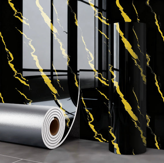 Adesivo murale Marmo bianco con venature oro