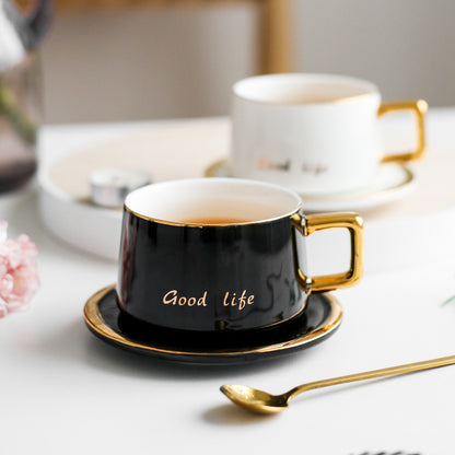 Tazza caffè con piattino oro