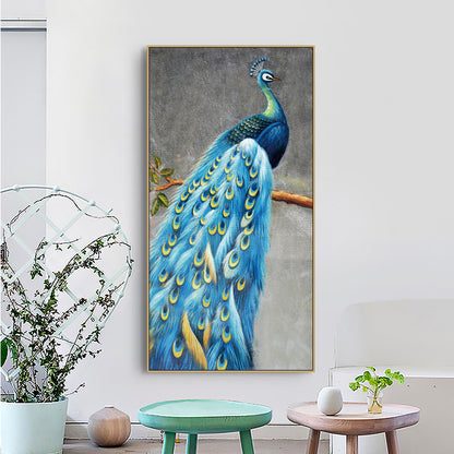 Poster Pavone blu e oro