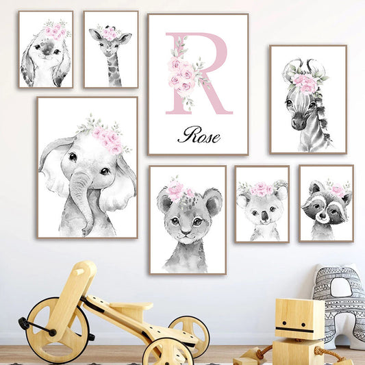 Quadro su tela Fiori con lettere