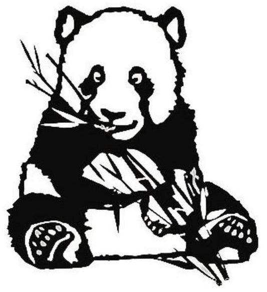 Adesivo murale Silhouetta panda che mangia bambù