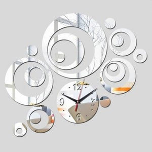Specchio-orologio murale rotondo