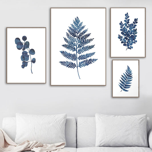 Quadro su tela Piante botaniche blu
