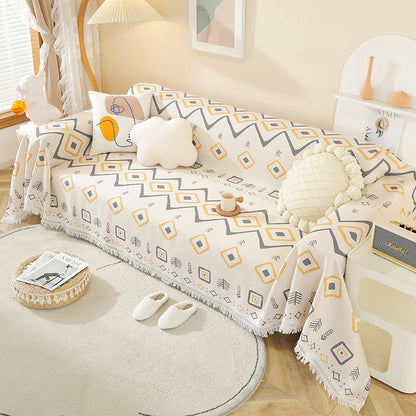 Plaid divano beige pattern geometrico