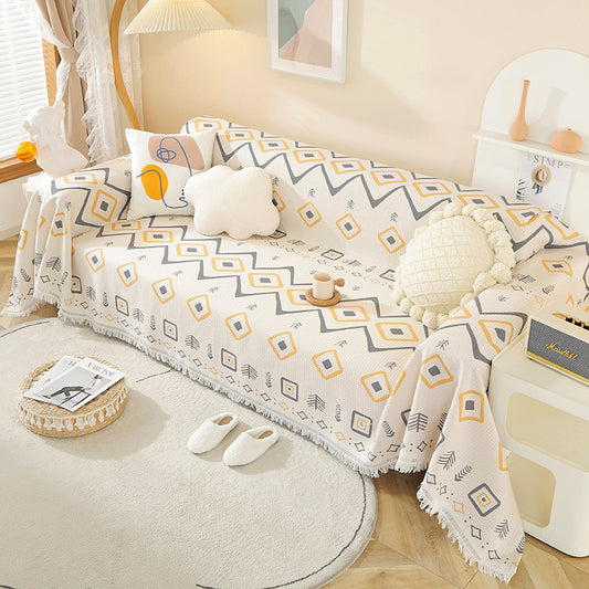 Plaid divano beige pattern geometrico