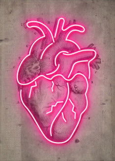 Quadro Cuore Neon Astratto