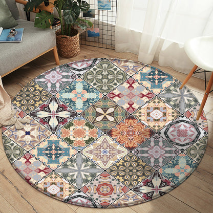 Tappeto rotondo mandala patchwork colorato