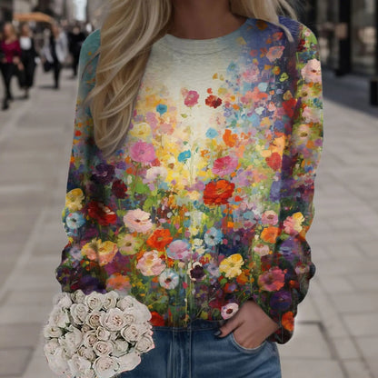 Top fiori stampa dipinto