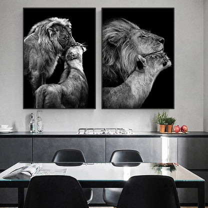 Quadro famiglia di leoni