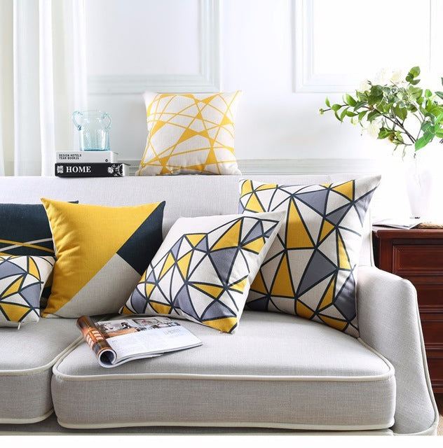 Cuscino lino righe geometriche