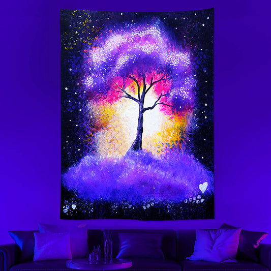 Arazzo Albero luminoso fra le stelle