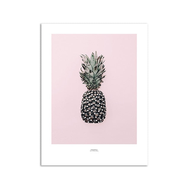 Poster Ananas dorato su sfondo rosa
