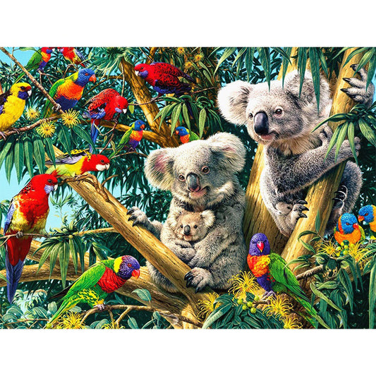 Quadro su tela Koala e pappagalli in foresta
