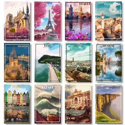 Poster set cinque città europee cornice