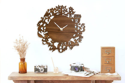 Orologio da parete Animali silhouette legno